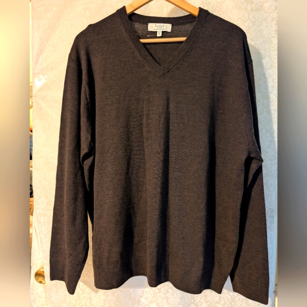 Dark Gray Turnbury Merino‎ Wool Sweater XL